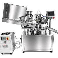 Máquina rotativa de llenado y sellado de tubos