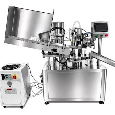 Máquina rotativa de llenado y sellado de tubos